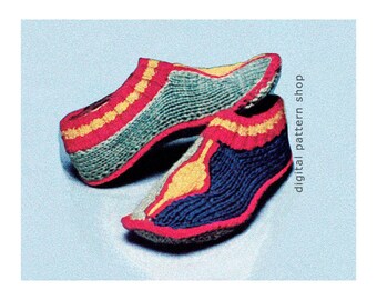 Vintage Slippers Knitting Pattern, Cozy Bootie Socks PDF Download - K62