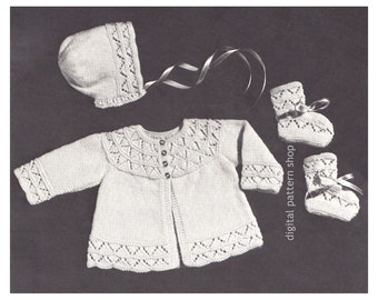 50s Baby Sweater Set Knitting Pattern 