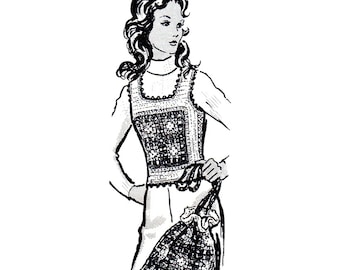 Jaren 70 oma vierkant vest gehaakt patroon en tasje, hippie krimpvest, pannenlap gilet pdf-download - C34