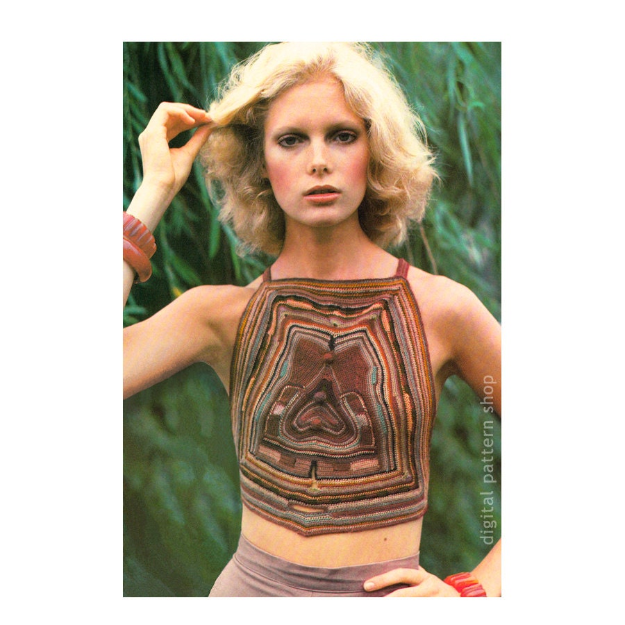 40 Crochet Halter Tops with Lace, Mesh, and Granny Squares 36 Crochet Halter Pattern Vintage Boho Maze Halter Top
