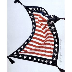 Stars & Stripes Afghan Crochet Pattern, Red, White and Blue Patriotic American Flag Blanket Pattern Instant Download PDF - C287