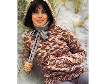 Hoodie Sweater Crochet Pattern, Vintage Casual Raglan Pullover, Pouch Pocket PDF Download- C149