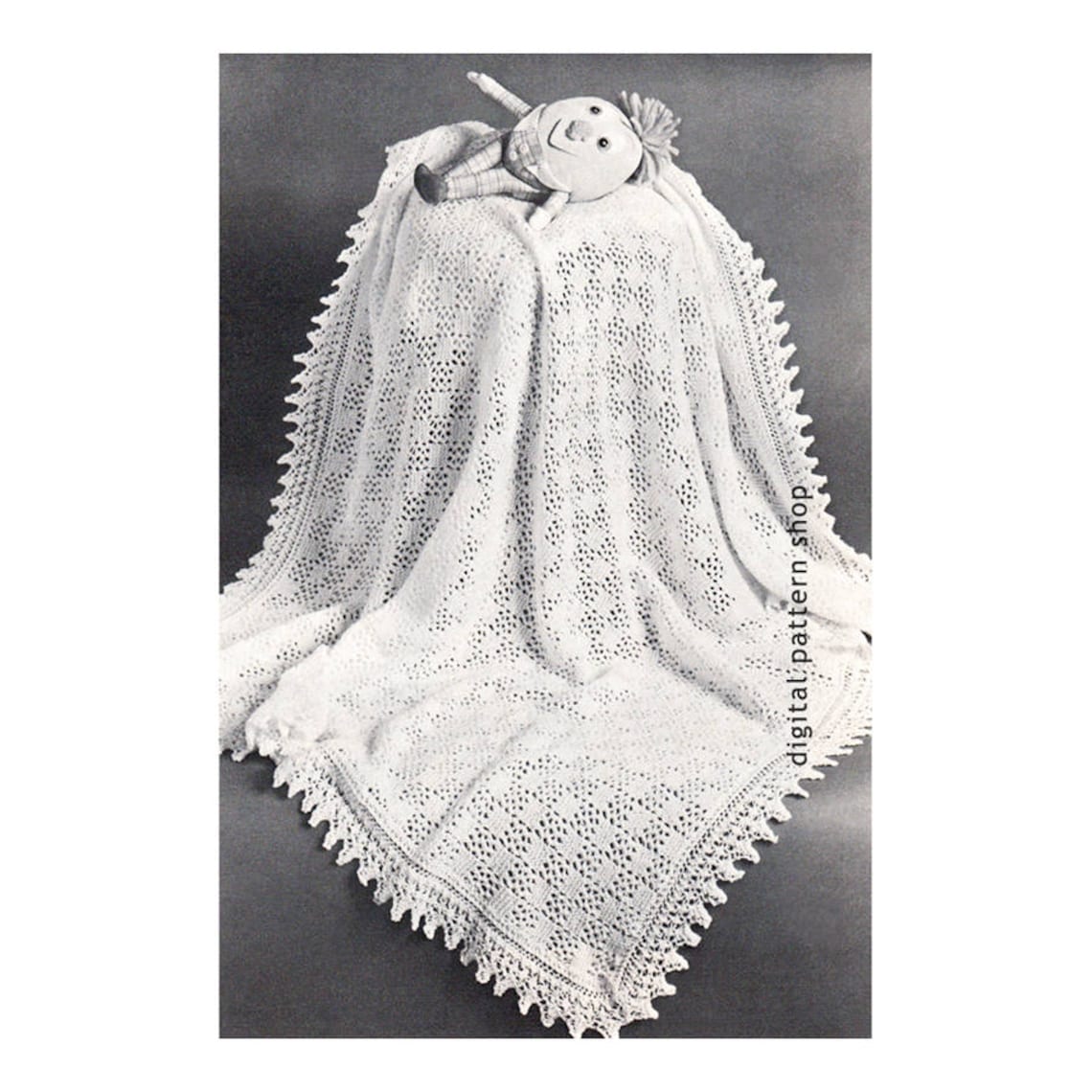 Vintage Baby Blanket Knitting Pattern Knit Lacy Shawl Blanket Etsy