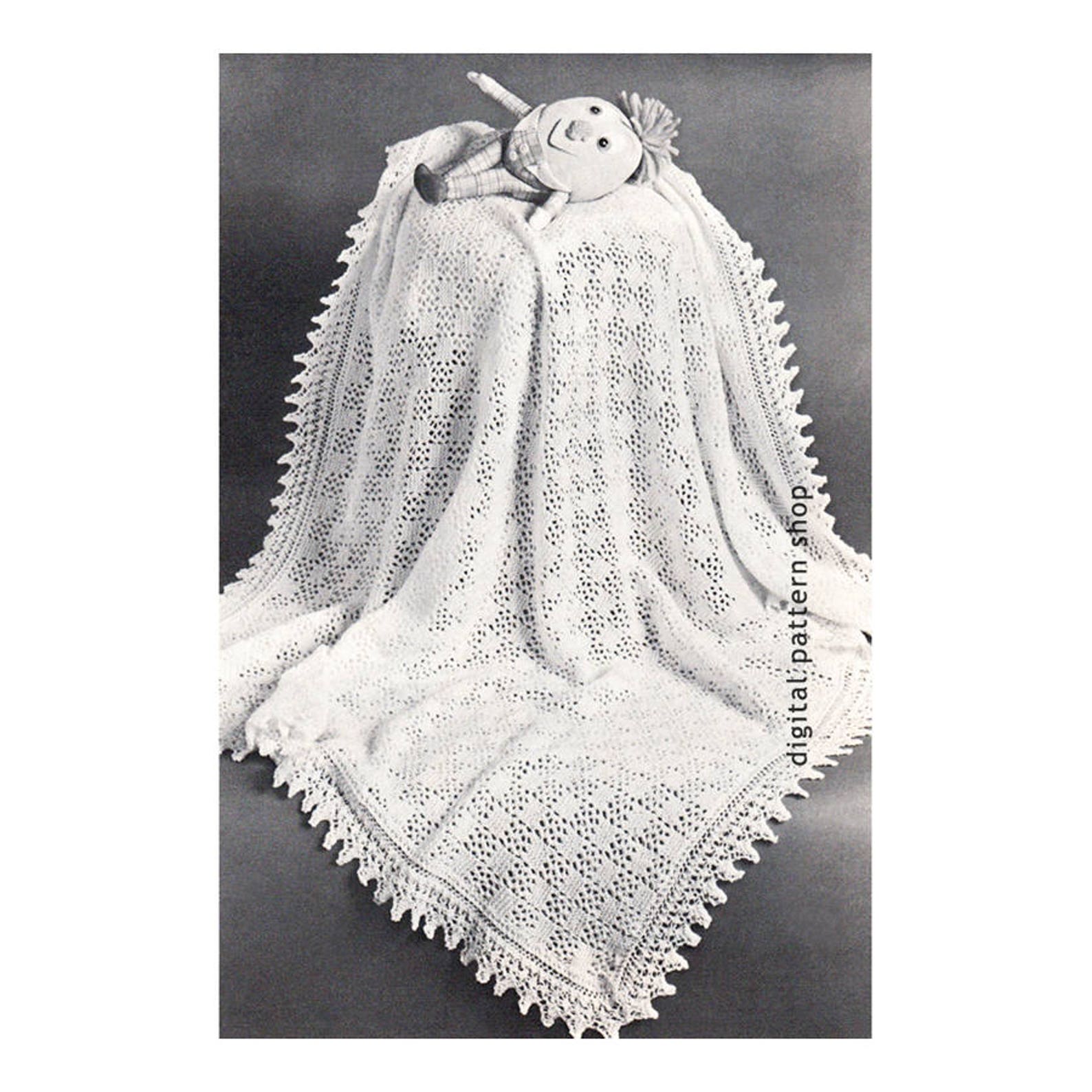 Vintage Baby Blanket Knitting Pattern Knit Lacy Shawl Blanket Pattern