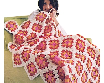 Flower Granny Square Blanket Crochet Pattern Granny Afghan Quilt