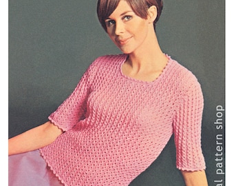 Wzór na sweter z koronką, wzór na sweter damski, wzór na sweter w formacie PDF do pobrania - K29