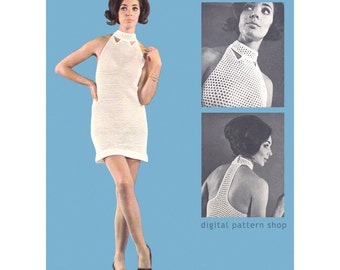 Shift Dress Crochet Pattern, Racer Back Dress, Mod Dress Back Strap Pattern Womens T-Back Mesh Dress PDF Instant Download - C168