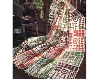 Crochet Blanket Pattern Vintage Woven Squares Afghan Crochet Pattern Throw Instant Download PDF - C144