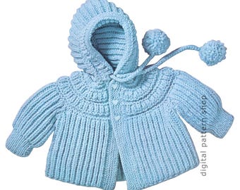 Modello per felpa con cappuccio per neonati, modello per giacca con cappuccio vintage anni '60, modello per maglione per bambini e bambine, PDF, download immediato, 6 mesi, 1, 2 anni K71