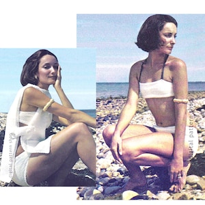 Beach Cover, Bikini Knitting Pattern Mod Halter Top Bathing Suit, Womens Sunsuit Swimsuit Pattern Instant Download PDF- K14