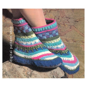 Crochet Slipper Pattern Vintage Bootie Crochet Pattern Womens Slipper PDF Instant Download- C103