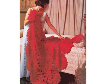 1970s Swirl Motif Afghan Crochet Pattern, Vintage Pinwheel Blanket Instant Download PDF- C138