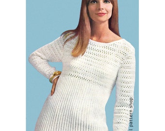 Womens Crochet Sweater Pattern 1960s Pullover Top Crochet Pattern PDF Instant Download Size 10 to 20- C79