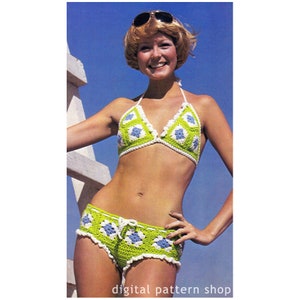 Crochet Bikini Pattern Granny Square Hippie Bikini Crochet Pattern Womens Swimsuit Pattern Instant Download PDF - C18