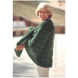 70s Cape Knitting Pattern, Vintage Wrap Capelet Tie Front Pattern for Women, Warm Shoulder Wrap PDF Instant Download - K185