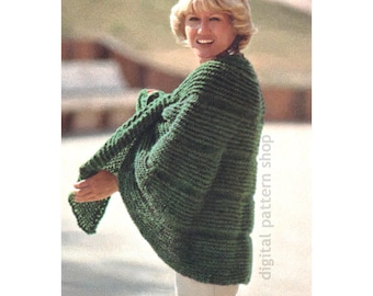 70s Cape Knitting Pattern, Vintage Wrap Capelet Tie Front Pattern for Women, Warm Shoulder Wrap PDF Instant Download - K185