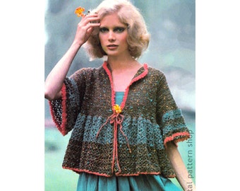 Boho Top Crochet Pattern Womens Smock Jacket Pattern Casual Sweater Instant Download PDF - C201