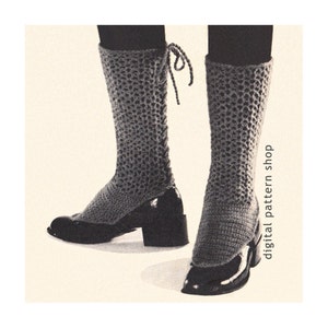 Lacy Spats Crochet Pattern Back Laced Adjustable Spats Vintage Crochet Leg Warmers Pattern Womens Digital Download PDF - C45