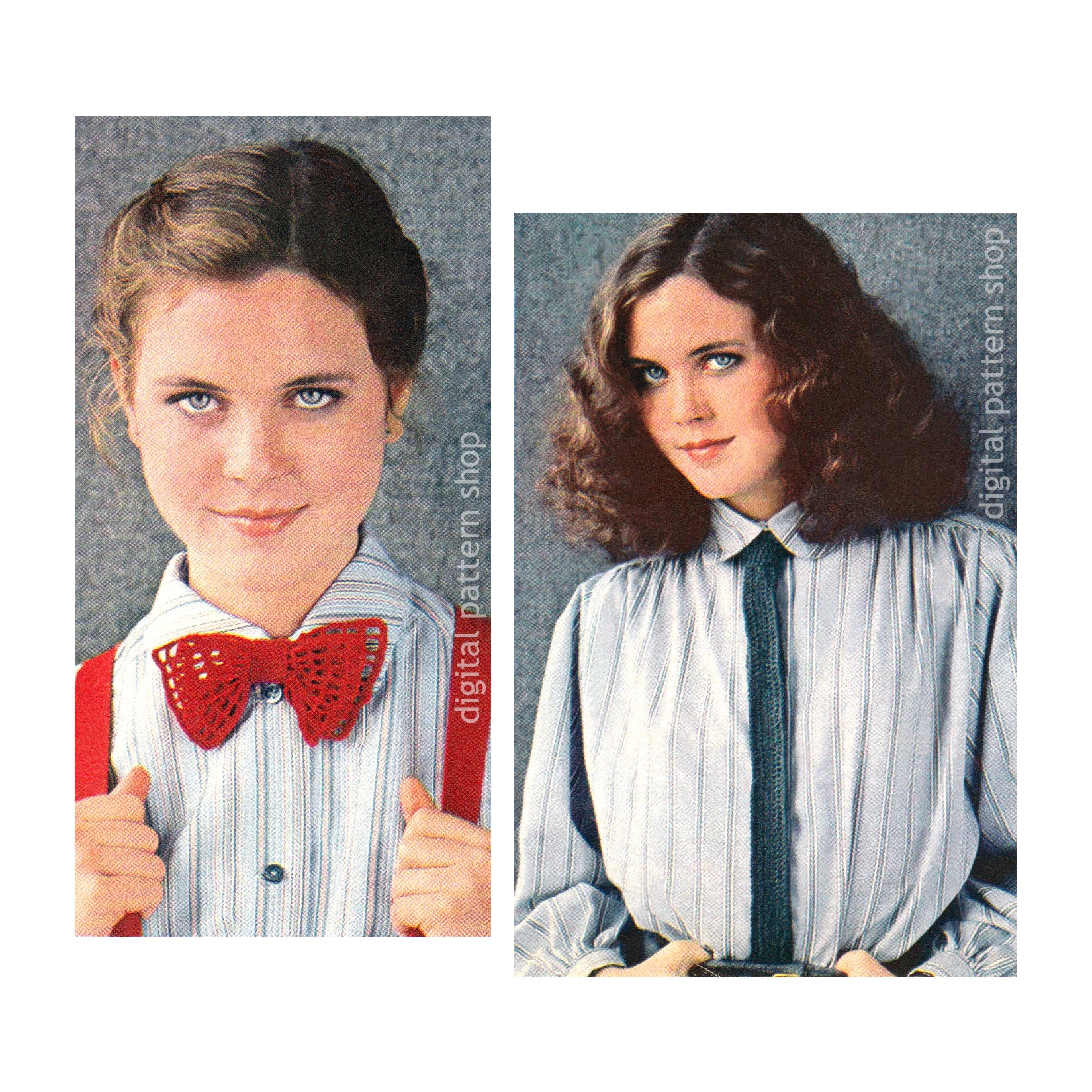 Vintage Bow Tie and Neck Tie Crochet Pattern