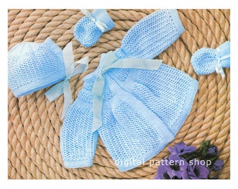 Modello di maglia per neonati, set di maglioni con giogo per neonato o bambina, cuffia e guanti, set regalo corredino PDF da scaricare K88