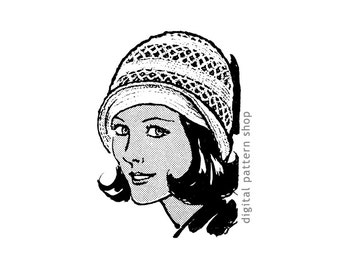 Crochet Hat Pattern, Womens Vintage 60s Cloche Hat, Summer Mesh Hat Instant Download PDF Pattern - C09