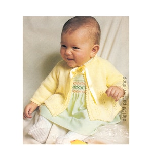Baby Sweater Knitting Pattern Lacy Raglan Sleeve Sweater Picot Edge, Matinee Jacket PDF Instant Download K125