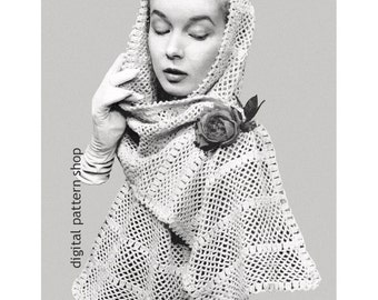 Crochet Scarf Pattern 1940s Vintage Sari Head Scarf Crochet Pattern Digital Download PDF - C73