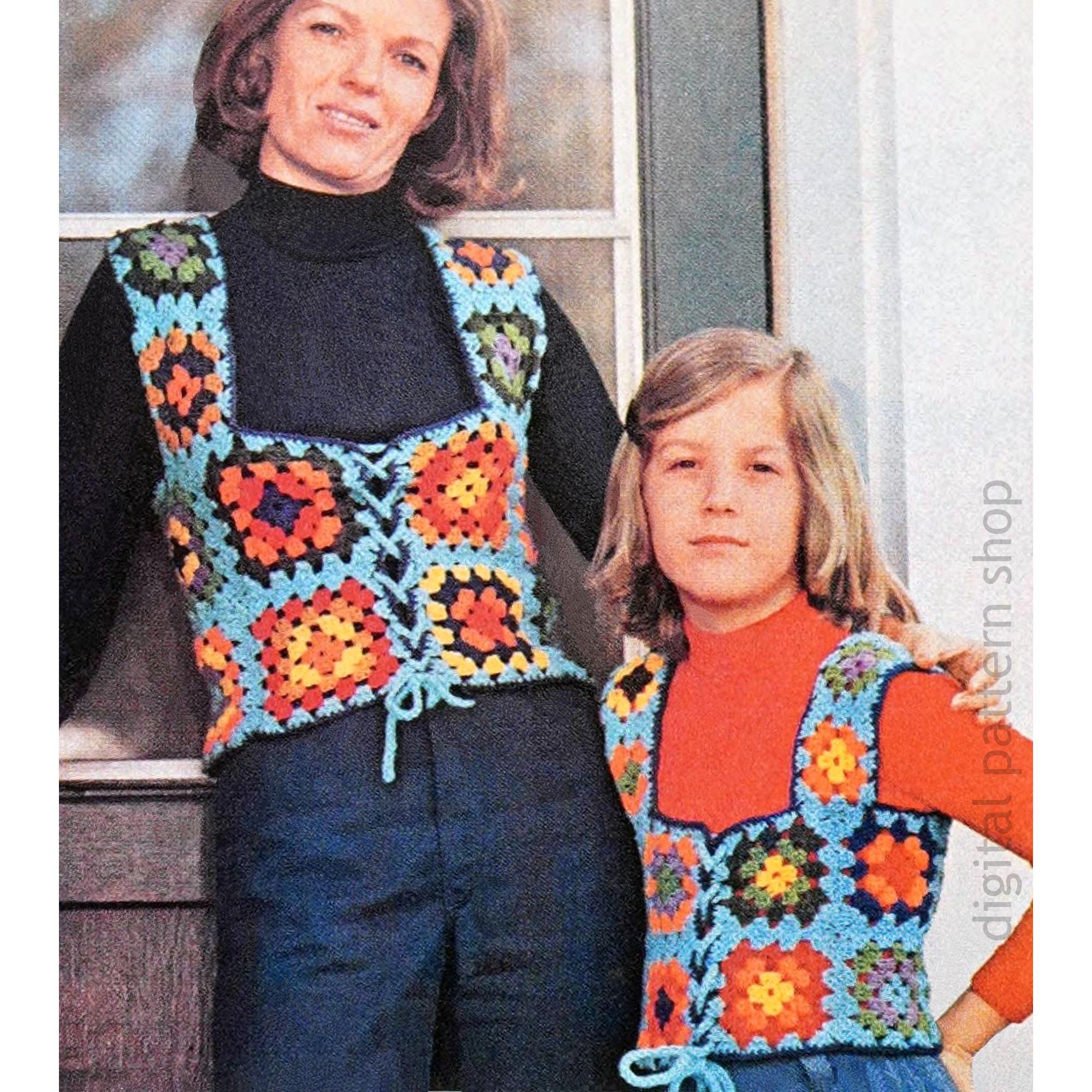 9 Amazing 1970s Style Crochet Patterns We Should Bring Back 3 70s Granny Square Vest Crochet Pattern for Women & Girls