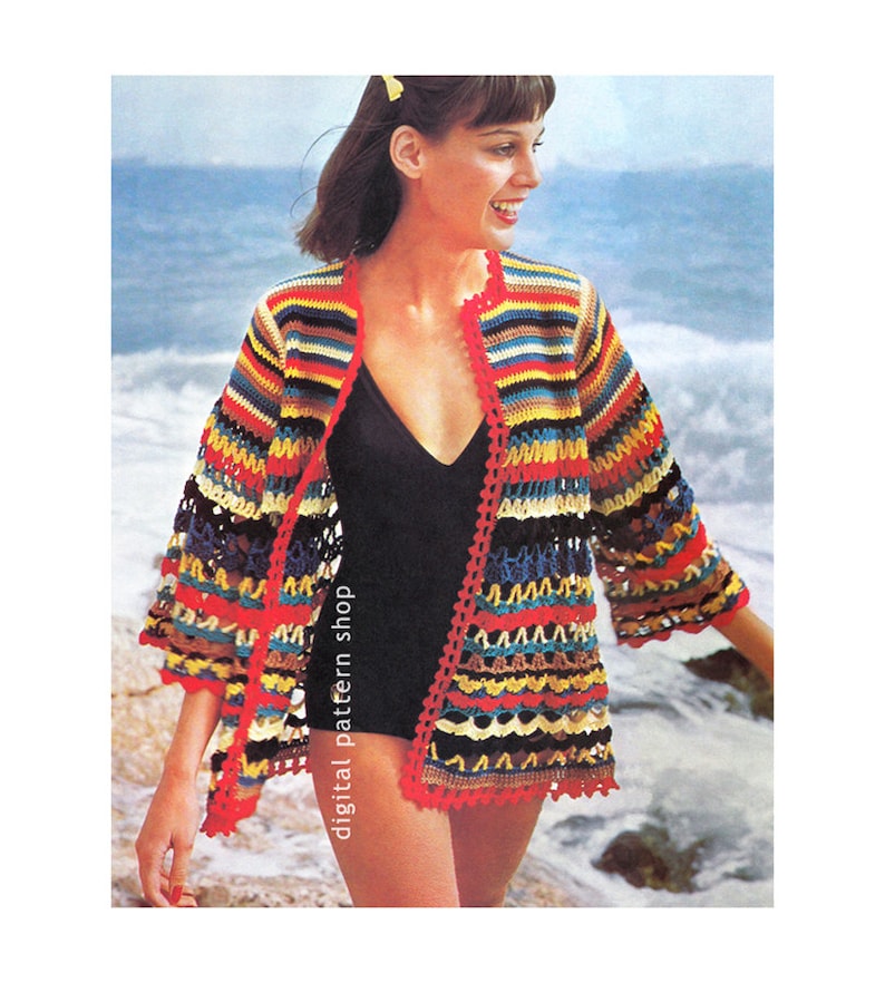Crochet Beach Cover up Pattern Womens Wrap Beach Jacket Crochet Pattern