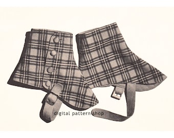 1940s Vintage Spats Pattern Steampunk Gaiters Sewing Pattern Victorian Shoe or Boot Covers Digital Instant Download -S02