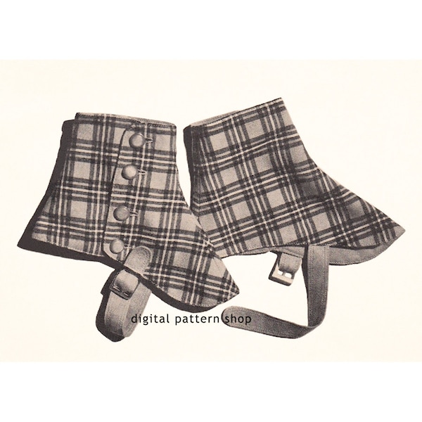 1940s Vintage Spats Pattern Steampunk Gaiters Sewing Pattern Victorian Shoe or Boot Covers Digital Instant Download -S02