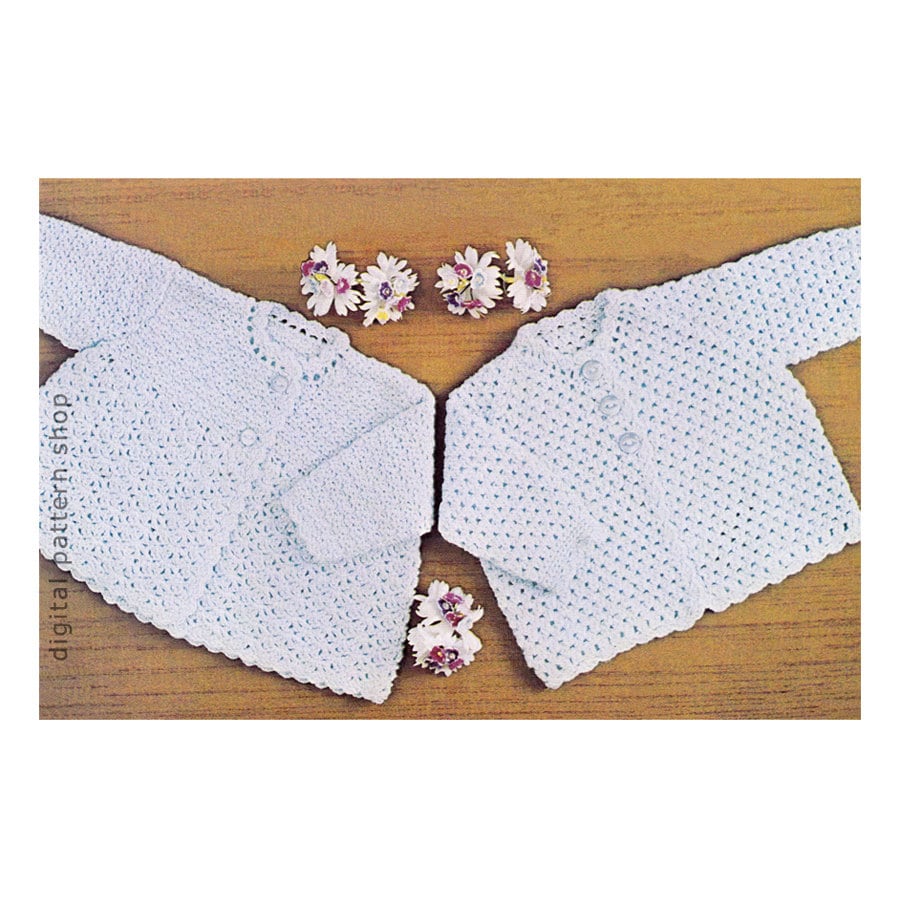 Baby Crochet Pattern Square Yoke Sweater Matinee Jacket Raglan Sweater