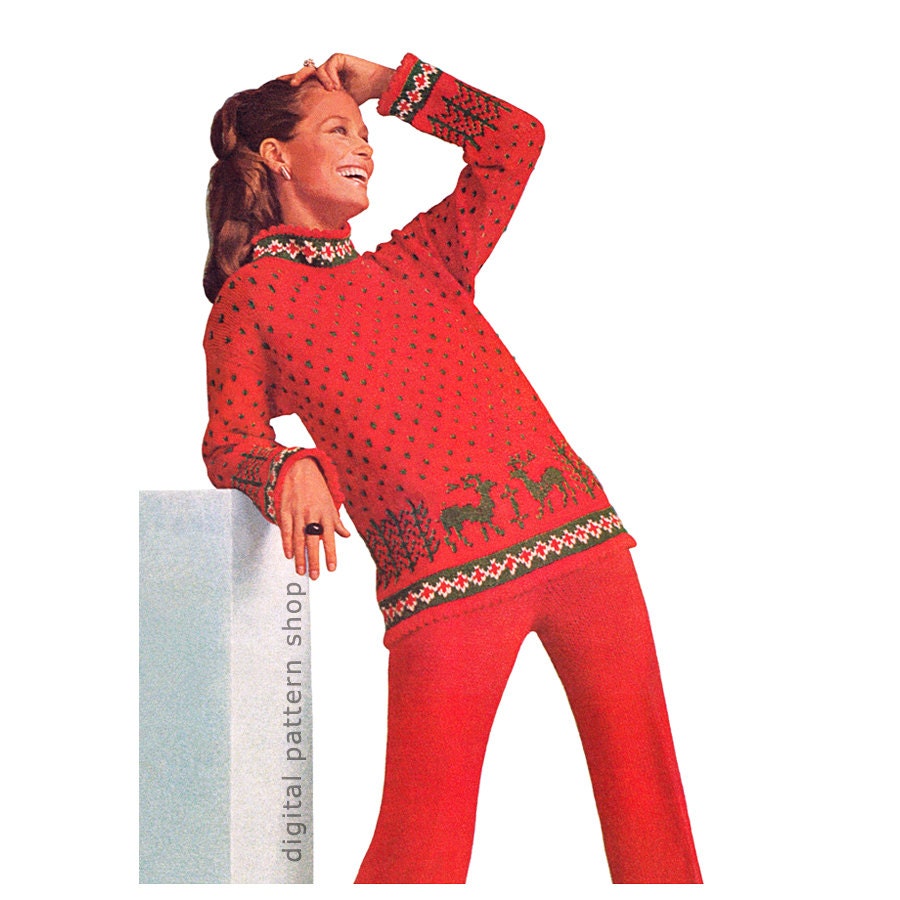Knitting Pattern Nordic Sweater & Pants Pattern Womens Warm - Etsy