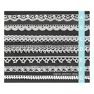 Crochet Edging Pattern 1970s Vintage Lace Trim Crochet Pattern Seven Styles Digital Instant Download PDF -C62