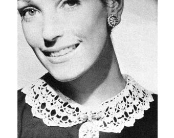 1960s Crochet Peter Pan Collar Pattern, Vintage Round Lacy Collar Instant Download PDF- C11
