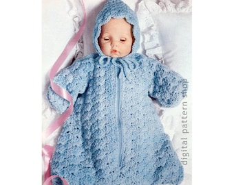 Crochet Pattern Doll Bunting Bag Up to 18 Inch Doll Shell Stitch Bunting With Hood PDF Download C161