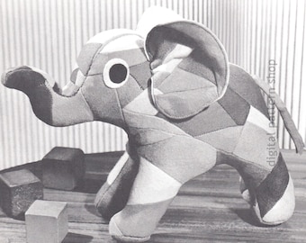 Patron de couture patchwork éléphant, peluche éléphant cachette modèle jouet, peluche téléchargement immédiat - S07