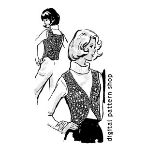 Crochet Vest Pattern- 1960s Vintage Medallion Vest Crochet Pattern PDF Instant Download Size 8 to 14 - C08