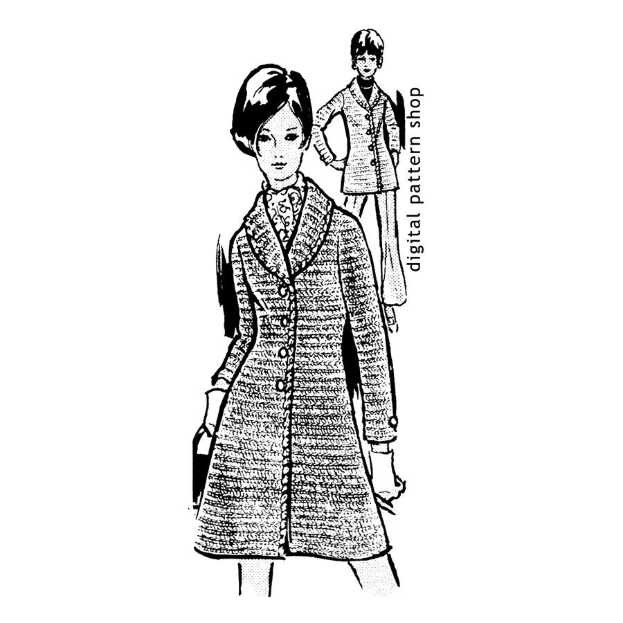 39 Crochet Jacket Patterns with Cardigans, Vests, and Hooded Styles 39 70s Vintage Jacket or Long Sweater Coat Crochet