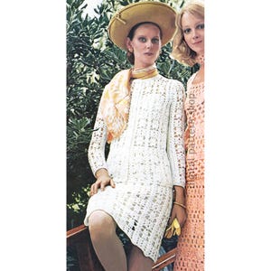 70s Lacy Cardigan & Skirt Crochet Pattern, Classic Button Front Jacket, Skirt Skirt for Women Suit Bust 32 to 36 Inch PDF Download C281