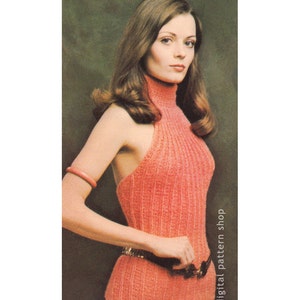 Halter Top Knitting Pattern Vintage High Neck Halter Pattern Fitted Evening Halter Top Instant Download PDF Pattern - K52