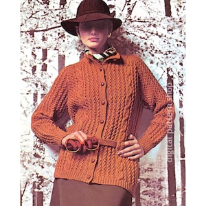 Cable Cardigan Knitting Pattern, Textured Knit Button Front Sweater Pattern, Jumper for Women PDF Instant Download - K188