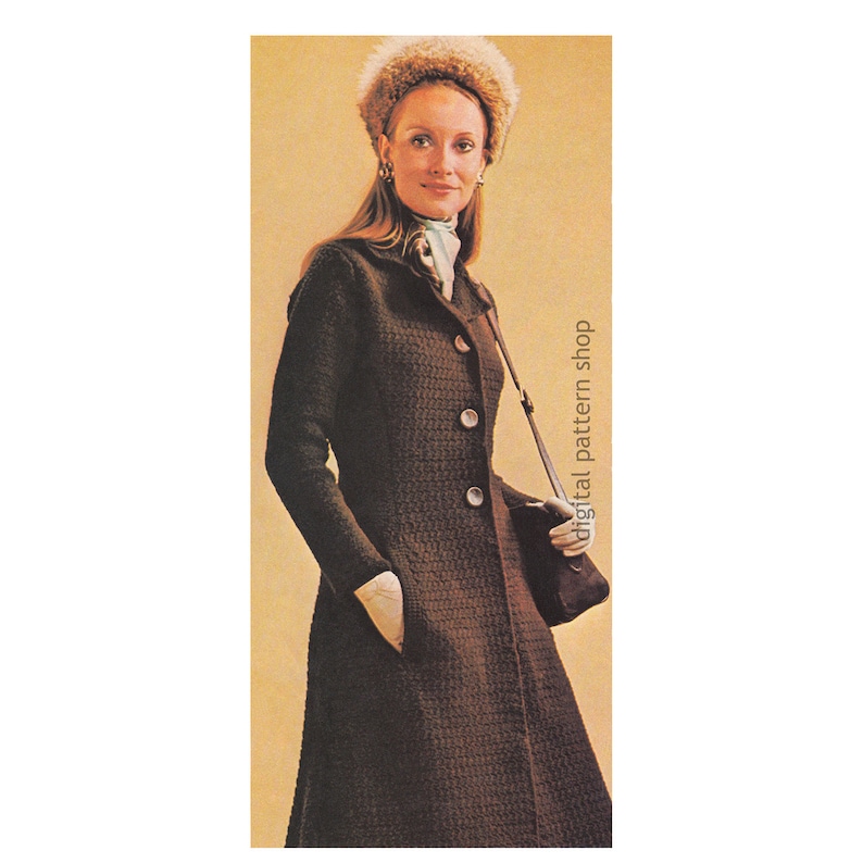 Fit and flare long coat crochet pattern.