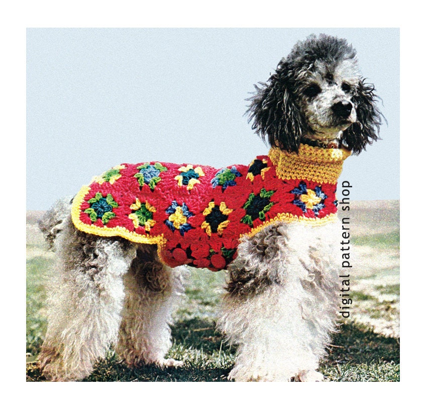 Red Heart Dog's Crochet Granny Square Sweater