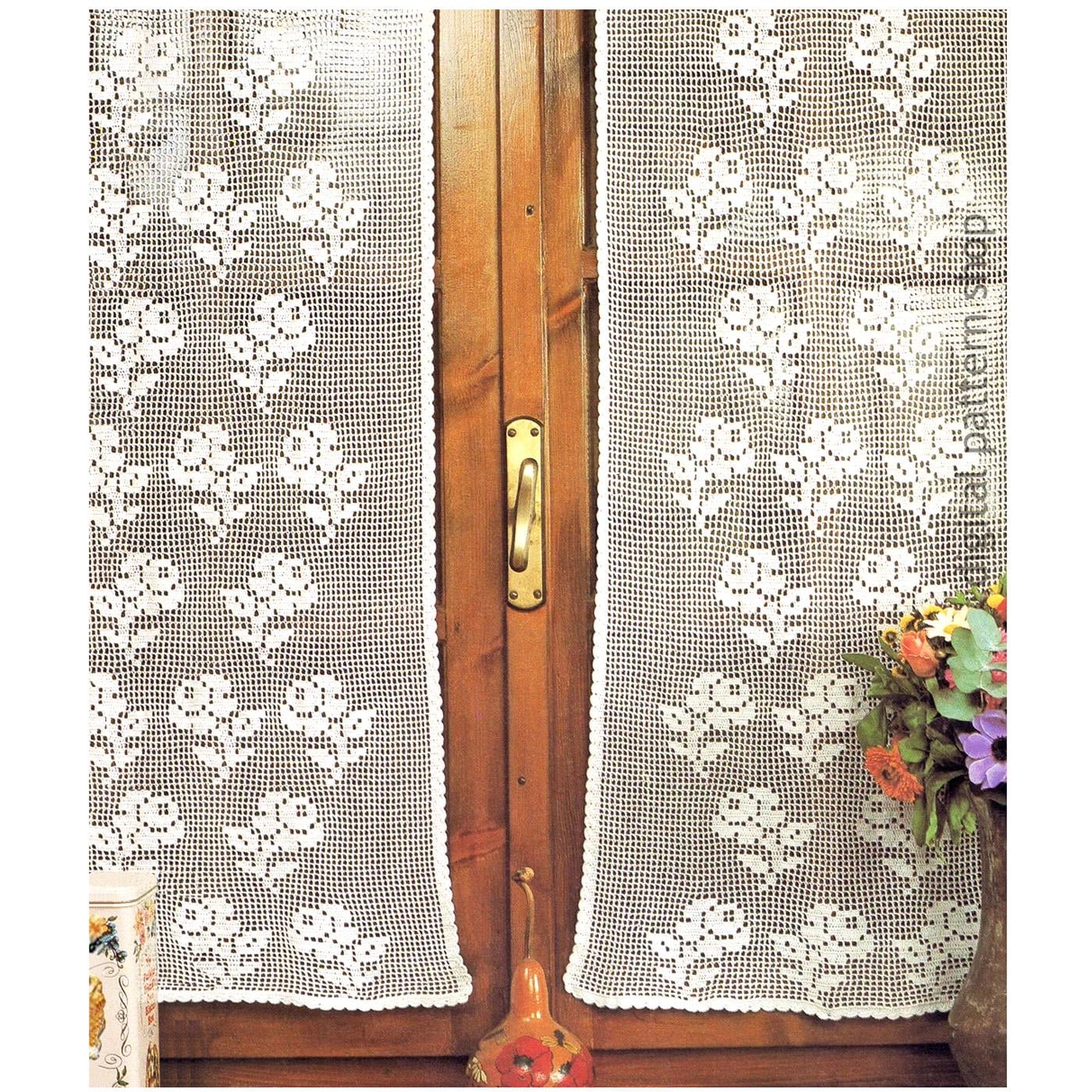 39 Beautiful Crochet Curtain Patterns to Dress Your Windows 22 Delicate Roses Filet Crochet Curtain