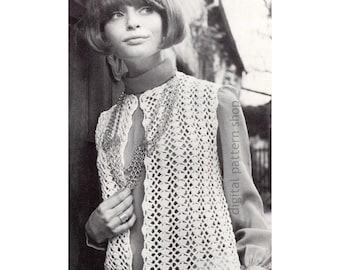 1960s Vintage Lacy Shell Vest Crochet Pattern PDF Download - C306