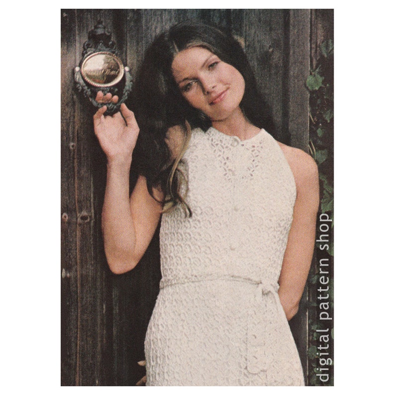 Bare shoulder, lace dress crochet pattern.