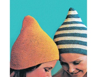 Pixie Hat Knitting Pattern Vintage Knit Pull On Gnome Hat Pattern Instant Download Girls Womens Sizes- K34