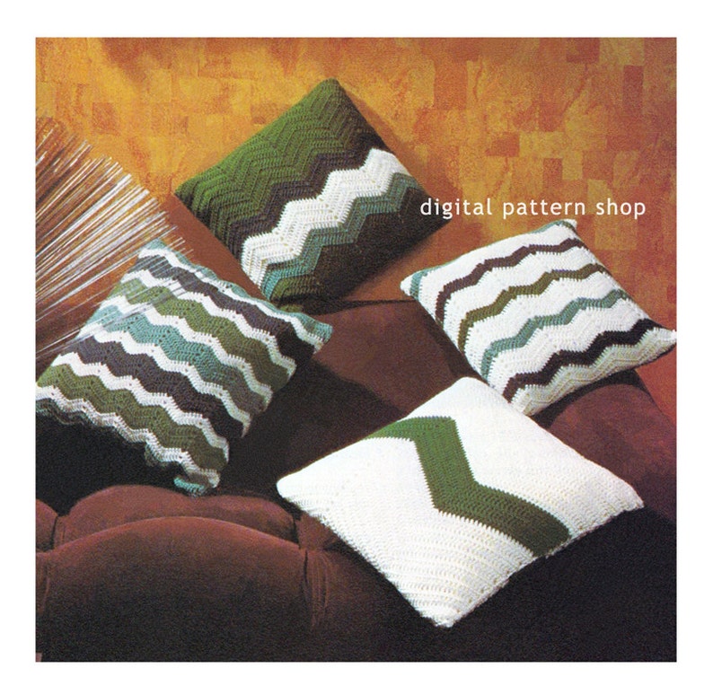 Crochet Chevron Pillow Pattern Vintage 1970s Chevron Pillow Etsy
