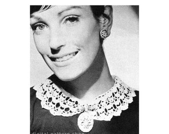 Crochet Collar Pattern 1960s Vintage Peter Pan Collar Pattern Womens Lacy Collar Digital Instant Download PDF-C11